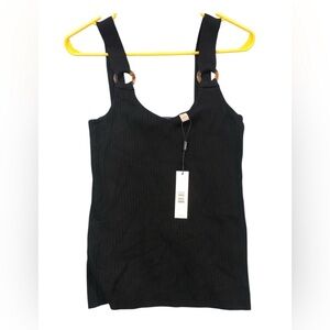 NWT T Tahari Black Ribbed Tank Top Blouse Women’s‎ Size Large